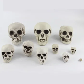 1 бр. модел на главата на скелета, череп от катран, високо качество на статуи, скулптури, реплика на черепа, декор, реквизит за Хелоуин, домашен декор