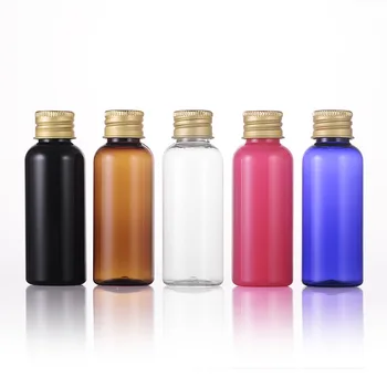 100шт 50 мл, е мини-пластмасова бутилка, алуминиева майната-надолу покритие, контейнер за лосион за пътуване, опаковки за козметика, шампоан, масло парфюмерного