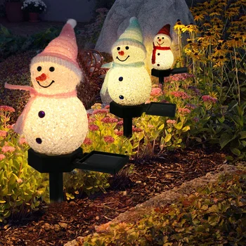 2 бр. Коледни слънчеви led светлини, снежен човек, градини, декорация за празничната партита, водоустойчива лампа на открито, осветление за ландшафта след поляна