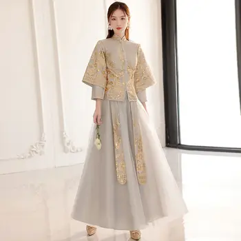 2023 новите китайски рокля на шаферка за жени, златни рокли, китайското традиционната рокля, китайското рокля на шаферка за жени, Hanfu
