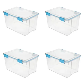 54 Qt. Пластмасови ленти, синьо аквариум, Комплект от 4 кухненски принадлежности, кошница за съхранение