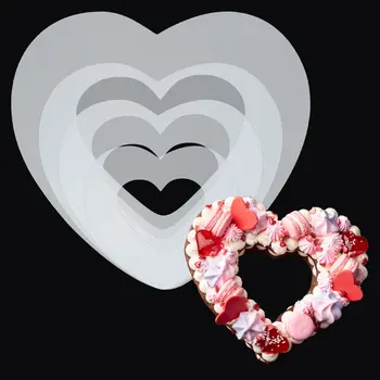 7 бр., набор от пластмасови форми за торта във формата на сърце, шаблони за печене, инструменти за декорация, сладкарница машина за рязане, рожден ден, сватба, Свети Валентин