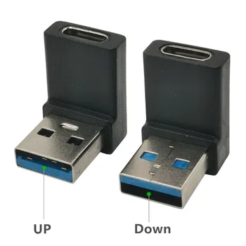 90 Градуса USB 3.0 (Тип-A) Включете към USB 3.1 (Тип C) Адаптер Гнездовой Конектор Конвертор Правоъгълен USB Адаптер C