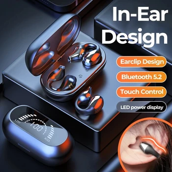 Bluetooth Слушалка Обеци Безжични Спортни Слушалки HiFi Bass TWS Слушалки Скоба за Ушите Слушалки Led Дисплей PK Ambie Sound Слушалки