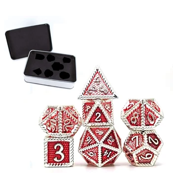 F1FD 7 бр. различни форми с различен брой лица забавни играчки цифров номер на метални кубчета с кутия за парти