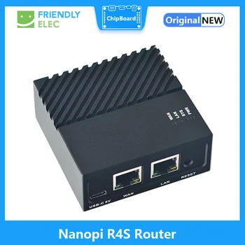 FriendlyELEC Nanopi R4S Мини Преносим Пътен Рутер OpenWRT с два порта Ethernet със скорост на трансфер на данни 4 GB LPDDR4 на базата на RK3399 Soc за Интернет на Нещата