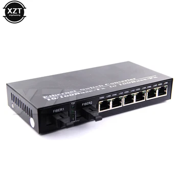 Gigabit Ethernet Switch Оптичен Медиаконвертер Single Mode Single Fiber 6, RJ45 UTP 2 SC Портове 10/100/1000 Mbit/s