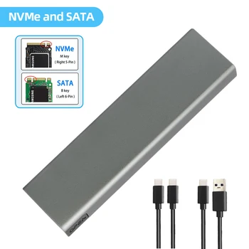 M. 2 NVME SATA Двухпротоколный кутия за твърд диск NVMe към адаптер Type-C 2 TB 5/10 Gbit/С USB 3.1 SSD Корпус за 2230/2242/2260/2280