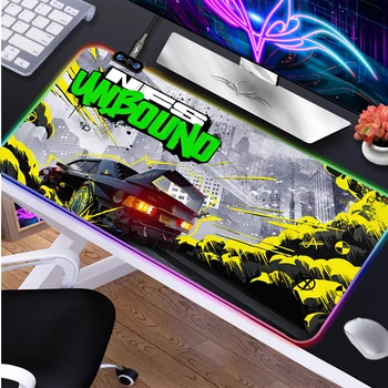Need for Speed несвязанный RGB подложка за мишка, голям геймерский шкаф, подложки за клавиатура, аниме Nilu, тенис на мат, аксесоари за компютърни игри, подложка за мишка