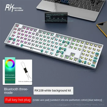RK108 Механична Клавиатура Комплект RGB Light Bluetooth Трехрежимная 2,4 G Безжична Жичен Пълна Клавиатура САМ Потребителски 108 комбинации с Цифров панел