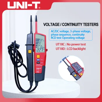 UNIT Дигитален Автоматичен Обхват на Волтметър Непрекъснатост на УЗО Тестер за Напрежение Дръжка LCD/Led Детектор Метър UT18C/UT18D