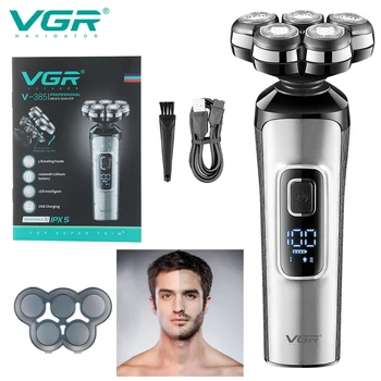 VGR Shaver електрическа самобръсначка, професионална машина за бръснене, водоустойчива машинка за оформяне на брада, машина за бръснене с цифров дисплей за мъже V-385
