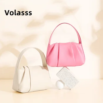 VOLASSS, нова дамски малка чанта през рамо, чанти през рамо от естествена кожа, модни луксозни нагънат ръчни изчислителни чанти, дамски