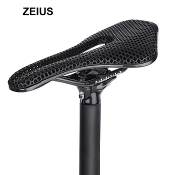 ZEIUS Въглеродни Влакна 3D Печат Кормило на Седлото Ultralight Кухи Дишаща Удобен МТБ Планински Пътен велосипеди резервни Части За Каране на Седалката