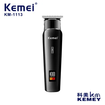 kemei тример за коса KM-1113 USB акумулаторна машина за разкрояване на косъм, машина за подстригване, маслена машина за подстригване на коса, гравиране, избелващ LCD дисплей