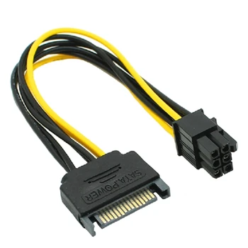 Актуализация на Нов кабел за адаптер за захранване на видеокартата PCI-Express с 15-пинов съединител на 6-пинов конектор (20 см / 8 инча)