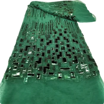 Африкански дантелени тъкани 2023, високо качество на 3D пайети, френски нигерийски окото дантелени тюлевые мрежести тъкани 5 ярда за вечерни и сватбени рокли