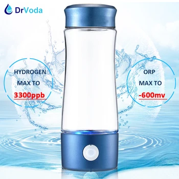 Висококачествена преносима бутилка за вода с високо съдържание на водород обем 400 мл, стъклена чаша, генератор на разтворен водород, вода, с набор от вдишване на водород