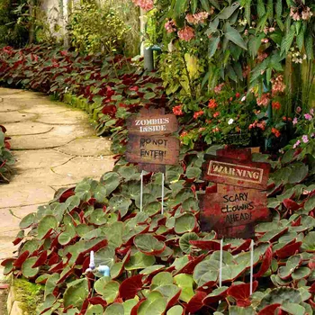 Вывесьте 3шт ужасяващи предупредителни знаци за външна декорация на двор и градина