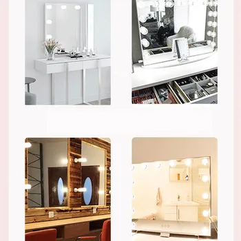 Голливудское огледало за грим с регулируема яркост, led, с монтиран на стената лампа, led крушки за огледала за грим, USB осветление тоалетна масичка в банята