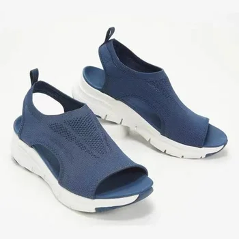 Дамски летни обувки 2023, мрежести сандали на платформа под формата на рибки, дамски сандали на танкетке с отворени пръсти, дамски лека ежедневни обувки Zapatillas Muje