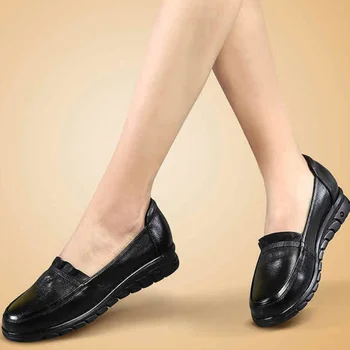 Дамски обувки 2023 г., Благородна Базова дамски обувки на плоска подметка с кръгло бомбе, Летни лоферы на равна подметка, Однотонная дамски обувки без закопчалка, Zapatos Mujer