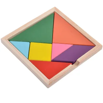 Детски играчки-пъзели за ранно образование - Практическа дъска-пъзел за интелигентност, триъгълен четириъгълна дървена играчка-пъзел