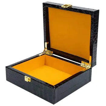 Дървена кутия за пури, капачката на контейнера за хьюмидора, декоративни преносими кутии за съхранение, Е за опаковане на подаръци с мек заключване 17*15*6.5 см