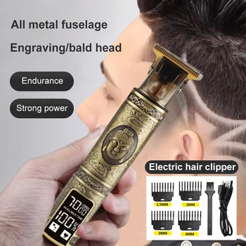 Електрическа машина за подстригване на косата, годината на реколтата безжични машинки за стригане, цифров самобръсначка за оформяне на брада, LCD дисплей, USB зареждане, за подстригване на коса за мъже