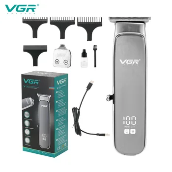 Електрическа машина за подстригване на коса 2 в 1 с цифров дисплей, USB акумулаторна домашна преносима проста метална електрическа машина за подстригване на коса V-909