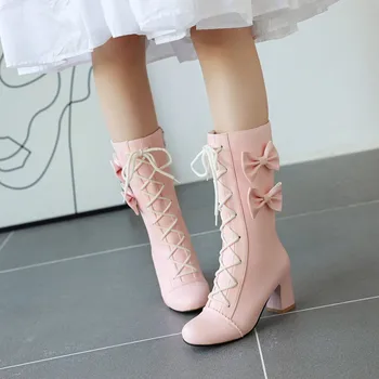 Есенни и зимни обувки за момичета Модни обувки за сватба на принцеса Лолита 
