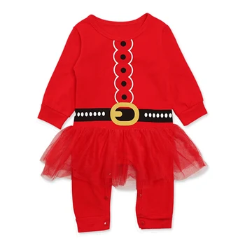 За новородени деца, за момичета, сладко червено късо мини-рокля с дълъг ръкав, фатиновое коледа костюмированное рокля, 90