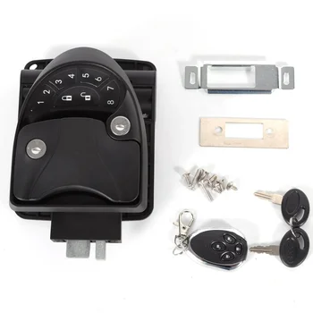 Кемпер с ремарке без ключ, входна врата, заключване за каравана, ключалка, дръжка, болт-черно, подходяща за дебелината на вратата на 30-50 мм (черен)