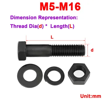 Комбинация на високо съдържание на болтове и гайки M10M12 клас 12,9 с външните шестигранным пълен / половини зъб