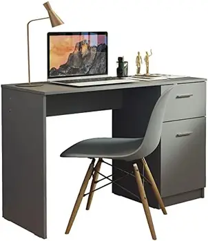 Компютърна маса, работно бюро за малки помещения, офис, 43-инчов студентски преносим компютър, бюра, с място за съхранение и чекмедже - бял