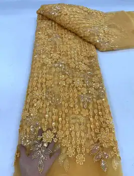 Луксозна нигерийская лейси плат, ръчно изработени beaded 2023, с висококачествена бродерия на мъниста, африканските френската дантела за шиене