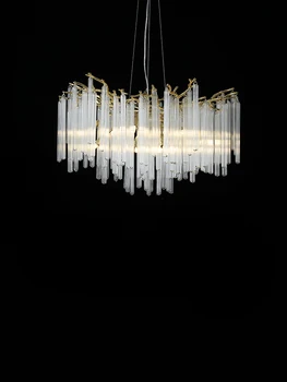 Луксозна стъклена led полилей DINGFAN Nordic, лампа-отклонение за всекидневната, осветление за украса на хотелска хол