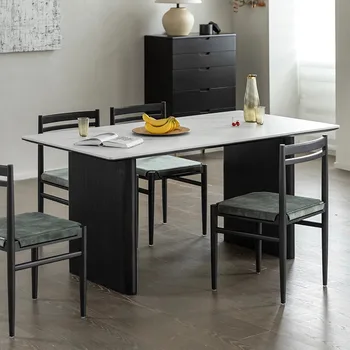 Маса за хранене със скандинавски минималистичном стил, релаксиращ дизайн, правоъгълник, водоустойчив маса за хранене, спестяващ място, преносима мебели за дома Esstisch