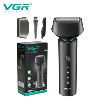 Машинка за оформяне на брада VGR, професионален бръснач, водоустойчив фолио бръснач, акумулаторна машина за бръснене, битови бръснач за бръснене за мъже V-380