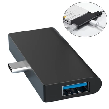 Мини-хъб TypeC USB3.0, 3 порта, мультиразветвитель OTG, подходяща за смарт телефони, КОМПЮТРИ, лаптопи, аксесоари с блок захранване PD