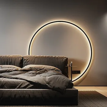 Модерен интериор led стенен тела за спалнята, хола, къщи, скандинавски дизайн, кръгъл пръстен, USB-стенни лампи, лампа за помещения, монтиран на стената лампа