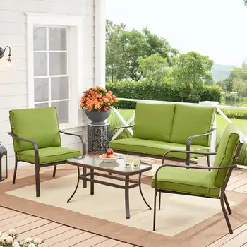 Модерен комплект градинска мебели за двор Stanton от 4 теми, зелен