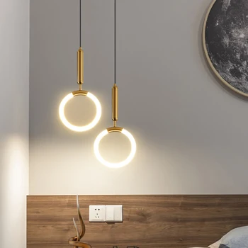 Модерна led полилей с кръгла пръстен проста подвесная лампа за спалня с трапезария и бар метална лампа декоративен блясък вътрешно осветление