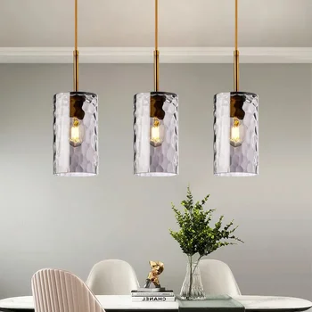 Модерна маса за хранене висящи лампи Креативна полилей от стъкло, велпапе Нощна лампа за спални, Скандинавски многоцветен Led лампа