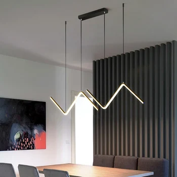 Модерна минималистична линия окачен лампа за вътрешно алуминиева led декор полилей маса за хранене, спалня, Кухня всекидневна Droplight