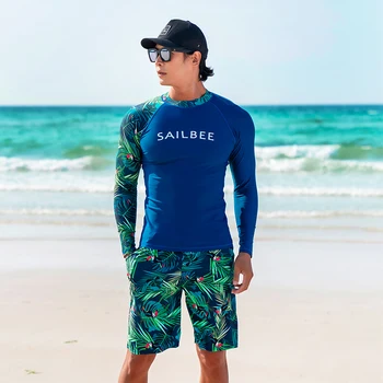 Мъжки бански със защита от ултравиолетови лъчи за сърфиране, защита от акне, трико с дълъг ръкав, бързосъхнеща тениска за сърф, подходящи за водни спортове, каране на лодка