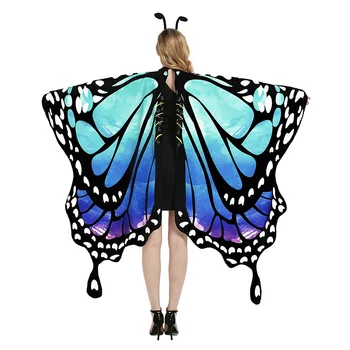 Нов нос-пеперуда дъждобран-пеперуда Хелоуин Градиентное цветна танцово украса крила на пеперуда женски изпълнение син