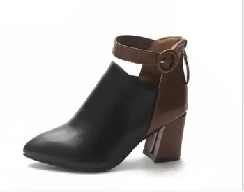 Новост; сезон есен-зима; нови обувки на висок ток; черни обувки; дамски обувки на висок ток с остър пръсти; дамски кожени обувки на висок ток;
