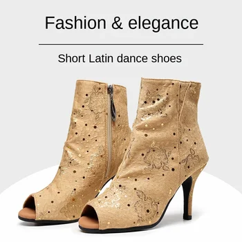 Обувки за латино танци за възрастни, женски танцови обувки на висок ток, обувки за квадратен танц, обувки за приятелство подметка с рибено уста, дамски обувки за танци