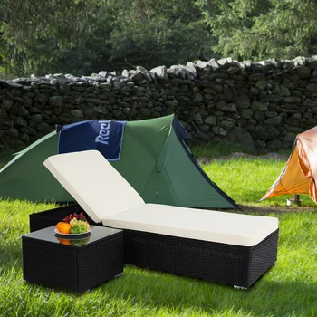 Плосък легло с чайным масичка Набор от градинска мебели за тераса, градина, тераса, двор